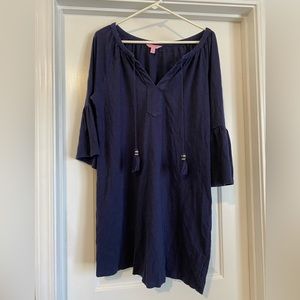 Lily Pulitzer Navy Bell Sleeve Dress size Large